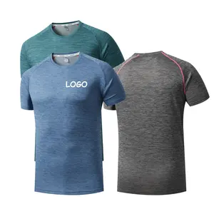  Dropshipping New O Neck top Premium Quick Dry maniche corte Tee t-shirt da uomo sportive a righe in poliestere personalizzate