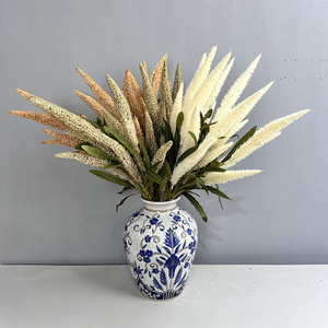 Nuovo Fiore Artificiale Singolo 65CM in Salvia Bianca e Verde, Erba Sintetica Effetto Floccato, Colore Autunnale per Decorazioni di Matrimoni, Casa, Hotel e Feste - Product Image 2