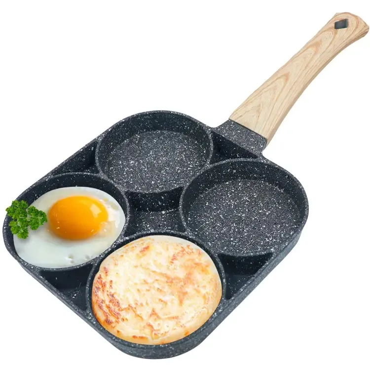 4穴フライパン厚みのあるオムレツパンノンスティックエッグパンケーキステーキパンクッキングエッグハム朝食メーカーキッチン調理器具