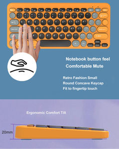 Colorful Typewriter Round Keycaps Keyboard Clavier Et Souris Sans Fil 2.4G Cute <b>Mouse</b> Keyboard and <b>Mouse</b> Kit - Product Image 6
