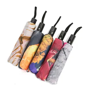 Оптовая Продажа с фабрики, разный дизайн, автоматический открытый складной зонт с принтом, автоматический зонт для женщин
