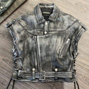 Maniche rimovibili rimovibili Vintage Moto <span class=keywords><strong>Biker</strong></span> giacca in <span class=keywords><strong>pelle</strong></span> <span class=keywords><strong>donna</strong></span> 2023 autunno giacca corta in vera <span class=keywords><strong>pelle</strong></span> da <span class=keywords><strong>donna</strong></span> - Product Image 4