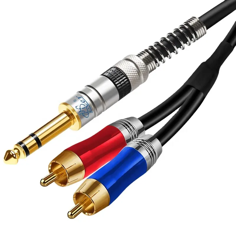 PCER 6.5mm 3.5mm Jack to 2RCA Audio Cable Male to Male 6.35mm 3.5mm Jack to 2RCA Stereo Audio Cable
