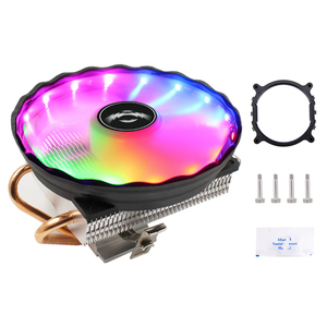 QiuzAim 2011 <span class=keywords><strong>CPU</strong></span> <span class=keywords><strong>Cooler</strong></span> 2 tubos de calor 12cm ventilador silencioso Intel LGA 2011-v4 <span class=keywords><strong>AMD</strong></span> AM3 AM4 3/4 Pin disipador de calor Material de cobre 5V Luz - Product Image 1