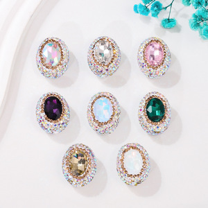 <span class=keywords><strong>Perles</strong></span> ovales <span class=keywords><strong>en</strong></span> argile souple pavées de strass, grandes <span class=keywords><strong>perles</strong></span> de cristal <span class=keywords><strong>en</strong></span> forme d'œuf de colombe à trou droit pour accessoires de bijoux DIY - Product Image 2
