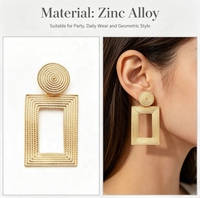 Boucles d'oreilles pendantes longues en alliage de zinc vintage pour femme, style rétro, blocs de couleur, bijoux de danse exagérés pour festival