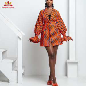Veste blazer longue imprimée africaine et mini jupe avec ensemble 2 pièces ankara de haute qualité vêtements - Product Image 3