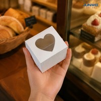 Boîte à dessert jetable en carton avec poignée et fenêtre transparente pour gâteau, emballage personnalisé pour boulangerie (recyclé)