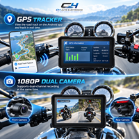 Écran CarPlay pour moto CH, étanche, avec GPS et double caméra embarquée pour Bluetooth et Android Auto