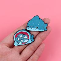 Groothandel Metal Cartoon Pins Schattige Walvishaai Broches Pins Creatieve UV-print Mariene Dieren Pins voor Tassen Kleding Accessoires