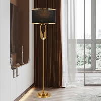 Lampe de sol/bougeoir LED en fer de style nordique post-moderne de luxe léger avec abat-jour en tissu pour salon
