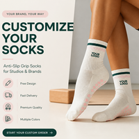 Chaussettes de Pilates personnalisées de qualité supérieure avec logo, antidérapantes, en coton, pour studio de yoga, chaussettes à grip pour femmes, mi-mollet, fitness, antidérapantes