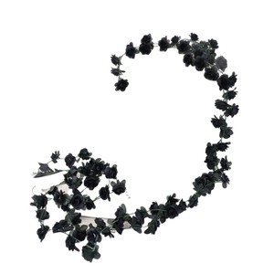 Guirlandes de roses noires artificielles, 45 têtes, fleurs en soie plastique pour décoration murale, plafond, Halloween - Product Image 5