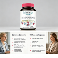 Capsules végétariennes de D-Mannose à marque privée OEM, 120 unités, 2000 mg, vente en gros, marque personnalisée