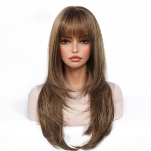 Peluca Larga y Lisa con Flequillo Completo para Mujer, Resistente al Calor, Cabello Sintético, para Maquillaje Diario y Uso Diario - Product Image 4