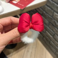 Bandeau en peluche rouge à nœud pour l'automne et l'hiver, accessoires pour cheveux mignons et doux pour filles, y compris un anneau de serviette, une corde à cheveux, des bijoux élégants pour femmes