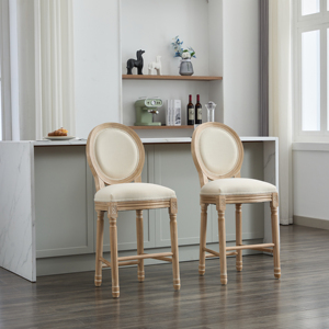 Chaise Louis de style français vintage, cadre en bois massif classique, coussin en lin plus épais, maison, salle à manger traditionnelle VANCA D410 <span class=keywords><strong>3Y</strong></span> - Product Image 4