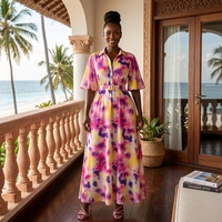 Robe chemise élégante et décontractée de style Abaya, grande taille, imprimé patchwork, manches longues, avec ceinture, inspirée des vêtements africains en jean.
