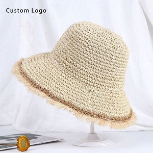 OEM Buckle Closure Summer Women's <b>Lady</b> Beach Straw <b>Bucket</b> <b>Hat</b> for Promotions - Product Image 2