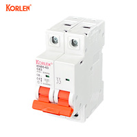 KORLEN AC Mini Circuit Breaker MCB 2 Kutub Kapasitas 1A hingga 63A Pemasangan Din Rail Kapasitas Pemutusan 6kA Tipe C