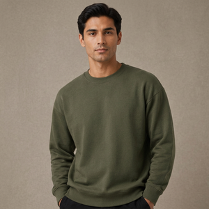 Sweat-shirt à col rond surdimensionné pour homme, couleur unie, en coton, tricoté, manches longues, vêtement décontracté pour l'automne - Product Image 3