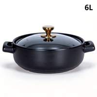 Casserole à induction, marmite à soupe, corps en céramique, couvercle en verre, résistante à la chaleur, antiadhésive, passe au lave-vaisselle, capacité de 6 L, ensemble de casseroles