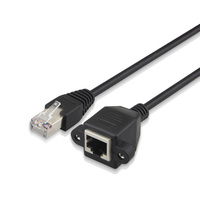 Câble noir RJ45 mâle vers femelle, longueur personnalisée, montage sur panneau pour réseau