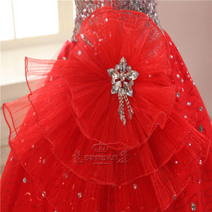 <span class=keywords><strong>Robe</strong></span> de <span class=keywords><strong>bal</strong></span> de mariage rouge, à fleurs 3D, sans bretelles, robes de <span class=keywords><strong>bal</strong></span> de mascarade, 2020 - Product Image 4