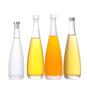 Bouteille de boisson en verre transparent givré en forme de cône avec logo personnalisé, 330 ml, 500 ml, bouchon métallique hermétique pour vin de fruits, jus - Product Image 5