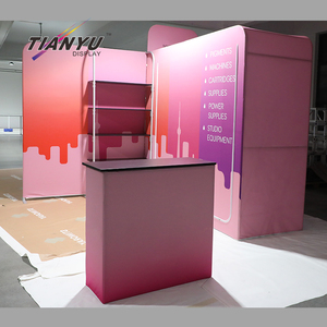 Màu hồng vải cầm tay căng thẳng Nhà cung cấp thương mại hiển thị mô-đun hiển thị sự kiện gian hàng thiết lập trang điểm với kệ - Product Image 2