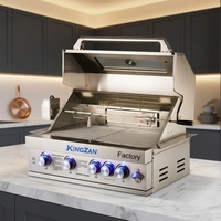 Barbecue portable Kingzan à cinq brûleurs en acier inoxydable, allumage automatique, sans fumée, avec contrôle de la température et thermomètres
