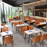 Nouvelle Tendance Café Table Chaises de Restaurant En Métal Commercial Cabines de Restaurant Avec Des Tables