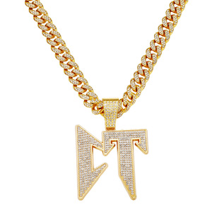 Collar de cadena chapado en oro y plata estilo hip-hop, con colgante de letra CT de aleación personalizado para hombre, joyería de moda al por mayor, superventas - Product Image 6
