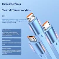 Kabel Pengisian Daya Super Cepat 100W yang Dapat Ditarik, Satu ke Tiga Konektor USB-A//Micro USB/Type-C, Transfer Data 6A