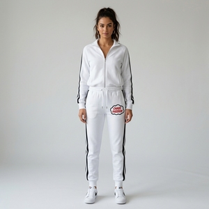 Wholesale High Quality Fleece Polyester Cotton Blend <b>Lace</b> Women's Sweatpants <b>Elastic</b> Waist Winter Casual Wear Custom Logo - Product Image 2