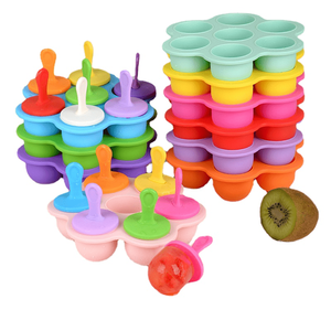 <span class=keywords><strong>Mini</strong></span> molde para paletas de hielo DIY de 7 cavidades con palos de plástico de colores moldes para paletas de silicona de grado alimenticio bandejas antiadherentes para cubitos de hielo - Product Image 4