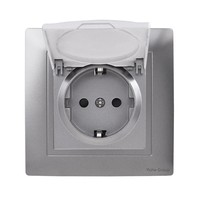 Enchufe Alemán Individual Moderno de 86*86mm, Gris, Ignífugo, con Panel Táctil, 3 Puertos USB A+C, Clasificación IP23, 250V/110V 16A