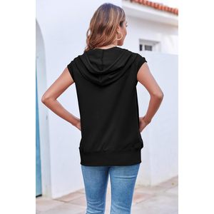 Chaleco ligero con capucha y cremallera para mujer, sin mangas, con bolsillos, estilo casual, holgado, para todas las estaciones, chaqueta deportiva para exteriores. - Product Image 2