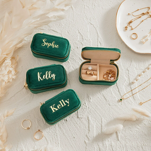 <strong>ETSY</strong> Custom Mini Round Flannel Soft Jewelry Box/Storage Box-Portable Bridesmaid <strong>Gift</strong> - Product Image 1