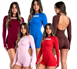 Body Sexy Senza Schienale, Tuta Intera da Allenamento per Donna, Set Corto da <span class=keywords><strong>Palestra</strong></span> con Fibbia Regolabile, <span class=keywords><strong>Abbigliamento</strong></span> <span class=keywords><strong>Fitness</strong></span> Femminile - Product Image 1