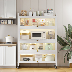 Étagère de rangement de cuisine à cinq couches en fer anti-poussière moderne sur pied armoire multifonctionnelle armoire buffet de ménage - Product Image 2