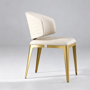 <span class=keywords><strong>Chaise</strong></span> de salle à manger moderne en cuir microfibre <span class=keywords><strong>beige</strong></span> de luxe léger avec structure en acier inoxydable et éponge 45D pour la maison et les restaurants - Product Image 5