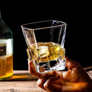 Verres à whisky 300 ml en cristal gaufré diamant, coupes à vin à base lourde, verres à whisky gaufrés style Old Fashioned à coupe diamant - Product Image 5