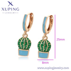 X001020368 Gioielli XUPING <span class=keywords><strong>Orecchini</strong></span> a Cerchio con Ciondolo a Forma di Pianta <span class=keywords><strong>Cactus</strong></span> Placcati in Oro 18K per Donna - Product Image 6