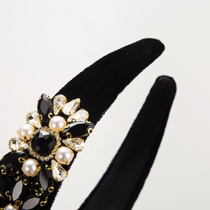 Diadema de diamantes de imitación de cristal pesado barroco De Palacio Retro, tela de terciopelo para <span class=keywords><strong>mujer</strong></span>, borde ancho, joyería de perlas de diamantes, accesorio para el cabello - Product Image 3