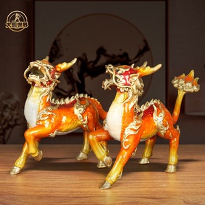 Qilin Figurines Brass 2Pcs Feng Shui Decoration For Living Room Home Hotel Gift - Product Image 2