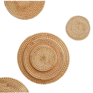 Vente en gros de sous-verres ronds en osier personnalisés résistants à la chaleur table à manger en rotin tissé fabriqué au Vietnam - Product Image 5