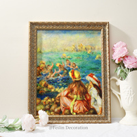 Tableaux de paysages européens et de fleurs, impressions haute définition, art mural vintage, articles de décoration intérieure en bois, luxe