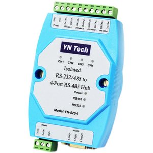Hub industriel RS485 à 4 ports YN5204 |   Convertisseur galvanique isolé RS232 vers 4xRS485, protection contre les surtensions et prise en charge de la topologie en étoile W847 - Product Image 1