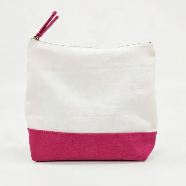 Özelleştirilebilir renk dikiş pamuk tuval fermuarlı küçük taşıma çantası